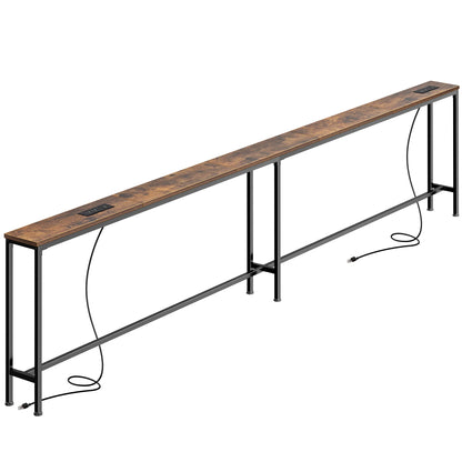 Table Console Derrière Canapé avec Prises et USB-C – Extra Longue 260 / 280 / 300 cm