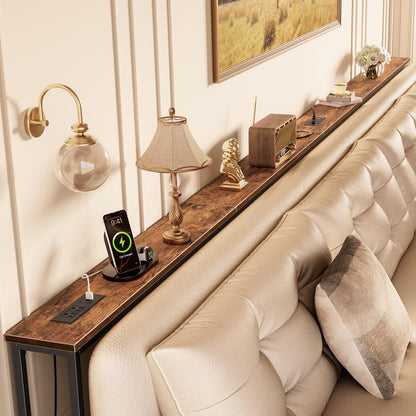Table Console Derrière Canapé avec Prises et USB-C – Extra Longue 260 / 280 / 300 cm